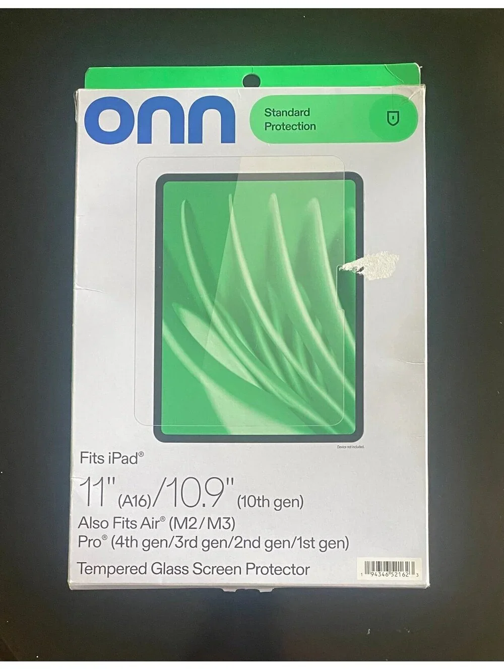 Onn Glass Screen Protector for iPad 11” A16/10.9”10th gen/Air M2,3/Pro4,3,2,1gen